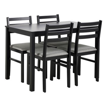 Set de comedor: mesa y 4 sillas EMILY, color negro