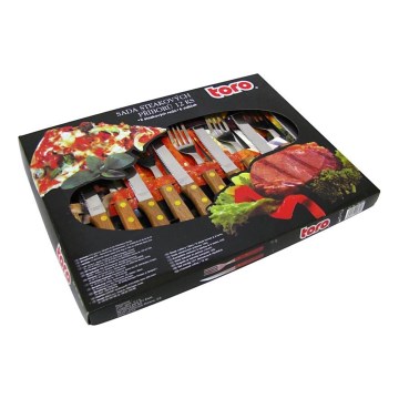 Set de cubiertos para steak de 12 piezas acero inoxidable/madera