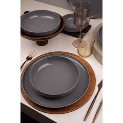 Set de vajilla de 12 piezas, gris/porcelana