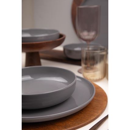 Set de vajilla de 12 piezas, gris/porcelana