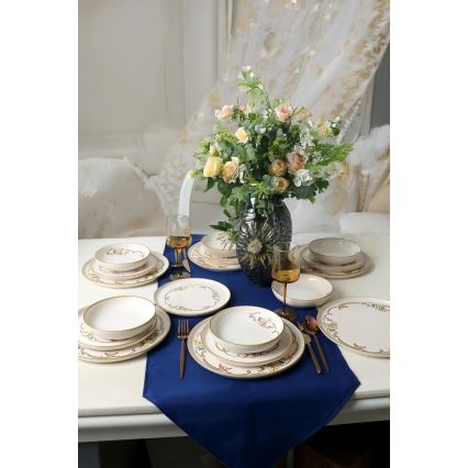 Set de vajilla de 18 piezas crema/dorado/cerámica