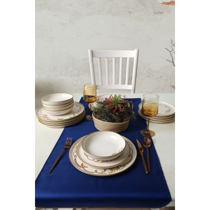 Set de vajilla de 18 piezas crema/dorado/cerámica