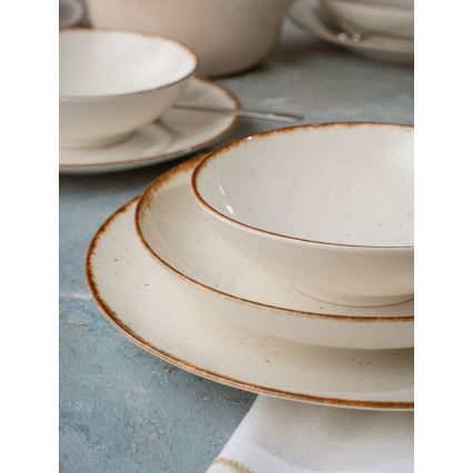 Set de vajilla de 24 piezas beige/marrón/porcelana