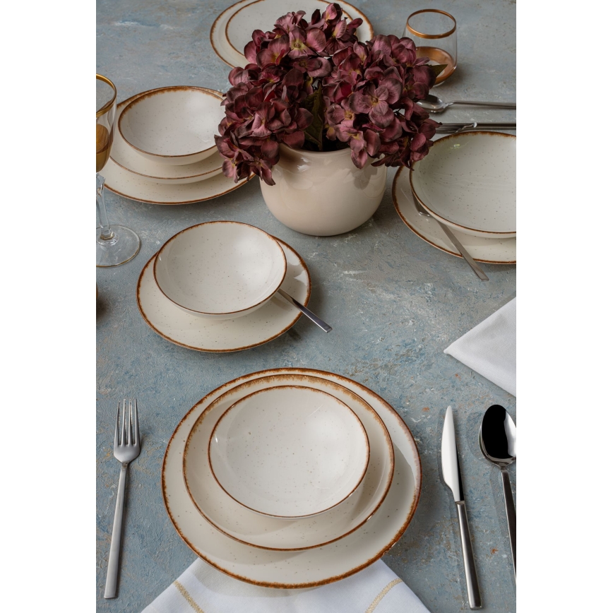 Set de vajilla de 24 piezas beige/marrón/porcelana