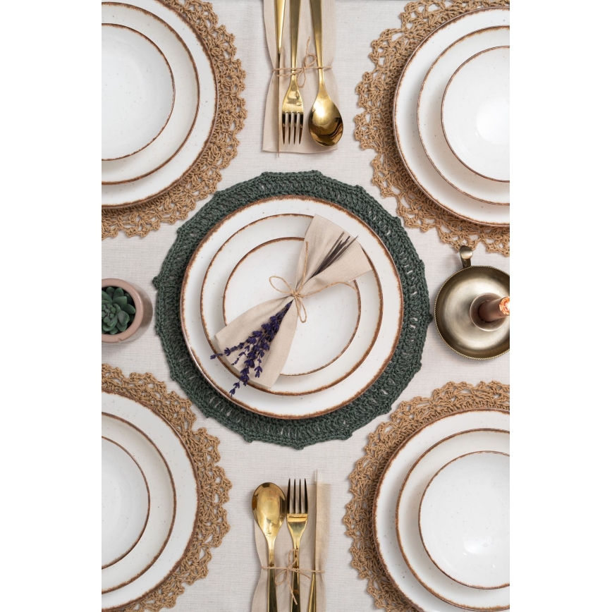 Set de vajilla de 24 piezas beige/marrón/porcelana