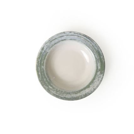 Set de vajilla de 24 piezas en cerámica, tonos crema y verde