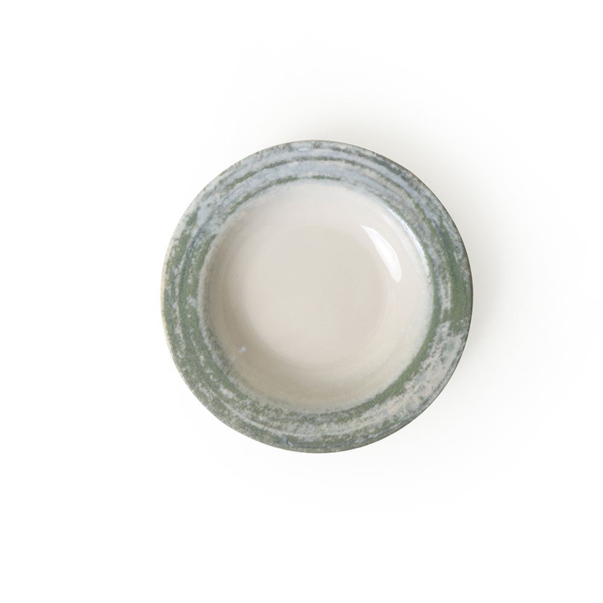 Set de vajilla de 24 piezas en cerámica, tonos crema y verde