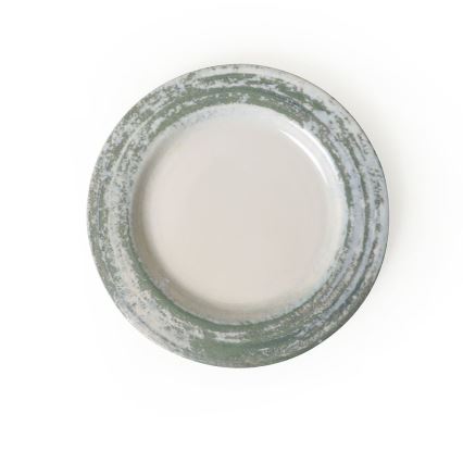 Set de vajilla de 24 piezas en cerámica, tonos crema y verde