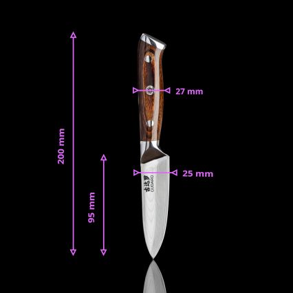 Gudaro - Pack de 2 cuchillos de chef de Damasco FENG 8, 67 capas de acero, longitud 20 cm + 1x GRATIS cuchillo de cocina de Damasco FENG 3,5, 67 capas de acero, longitud 9,5 cm