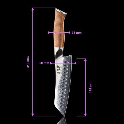 Gudaro - JUEGO de 5 cuchillos de cocina de acero Damasco TAKUMI + soporte para cuchillos y tijeras para aves