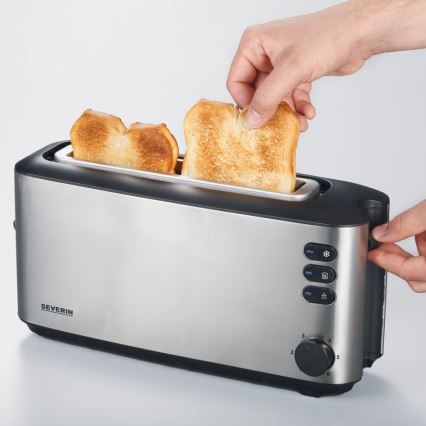 Severin AT 2515 - Tostadora de 2 ranuras 1000W/230V acero inoxidable/negro