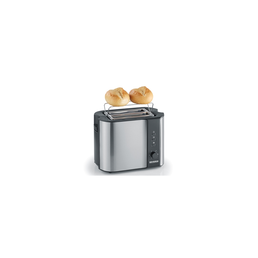 Severin AT 2589 - Tostadora para 2 rebanadas 800W/230V acero inoxidable/negro