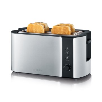 Severin AT 2590 - Tostadora de 4 ranuras, 1400 W/230 V, acero inoxidable/negro