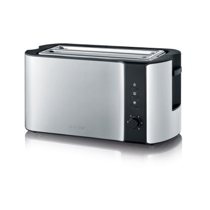 Severin AT 2590 - Tostadora de 4 ranuras, 1400 W/230 V, acero inoxidable/negro
