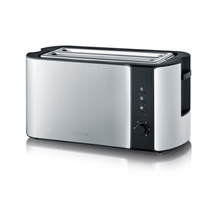 Severin AT 2590 - Tostadora de 4 ranuras, 1400 W/230 V, acero inoxidable/negro