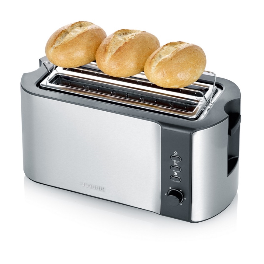 Severin AT 2590 - Tostadora de 4 ranuras, 1400 W/230 V, acero inoxidable/negro