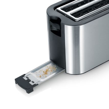 Severin AT 2590 - Tostadora de 4 ranuras, 1400 W/230 V, acero inoxidable/negro