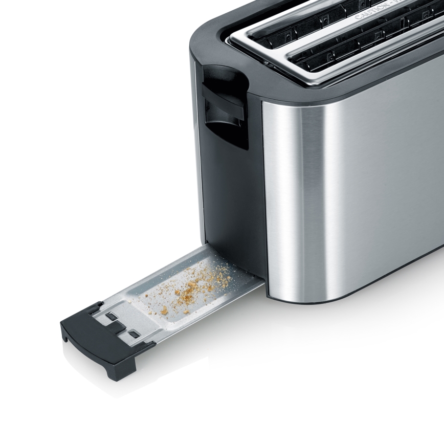 Severin AT 2590 - Tostadora de 4 ranuras, 1400 W/230 V, acero inoxidable/negro