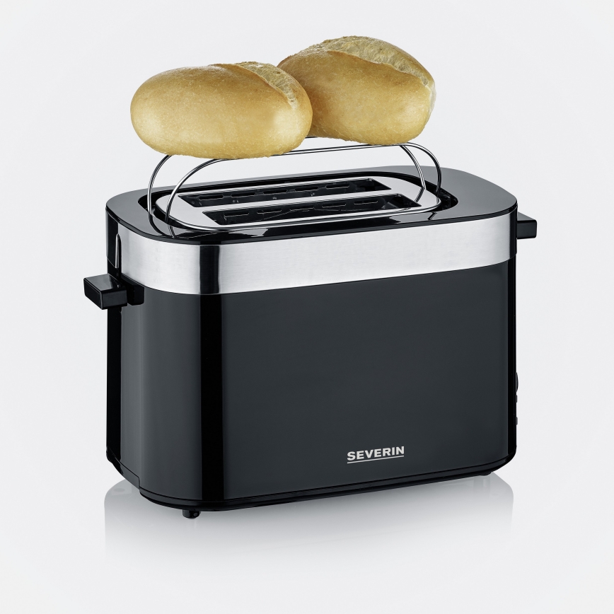 Severin AT 9264 - Tostadora de dos ranuras 800W/230V acero inoxidable/negro