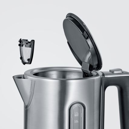 Severin WK 3418 - Hervidor eléctrico 1,7 l 3000 W/230 V acero inoxidable/negro