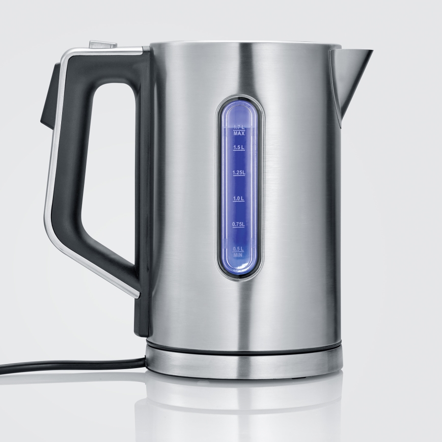 Severin WK 3418 - Hervidor eléctrico 1,7 l 3000 W/230 V acero inoxidable/negro