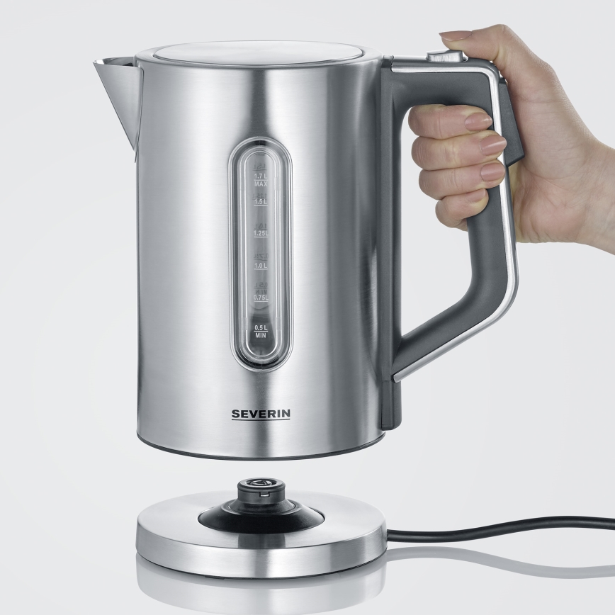 Severin WK 3418 - Hervidor eléctrico rápido 1,7 l 3000W/230V acero inoxidable/negro