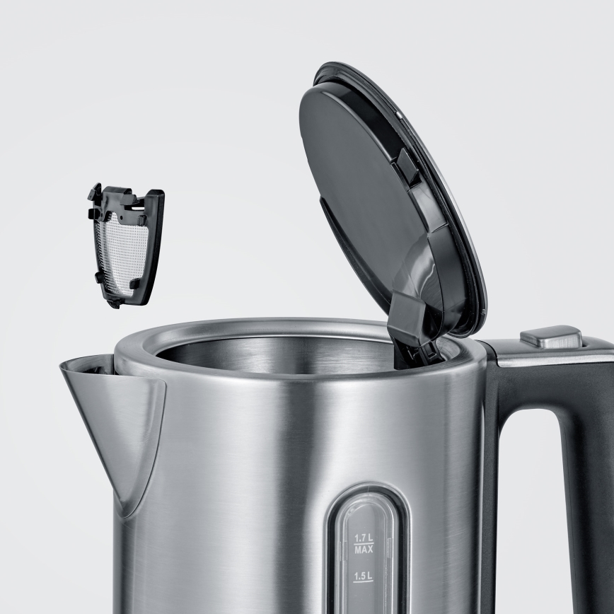 Severin WK 3418 - Hervidor eléctrico rápido 1,7 l 3000W/230V acero inoxidable/negro