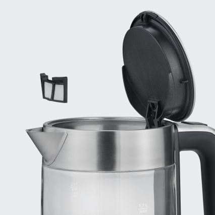 Severin WK 3420 - Hervidor eléctrico 1,7 l 2200W/230V acero inoxidable/vidrio
