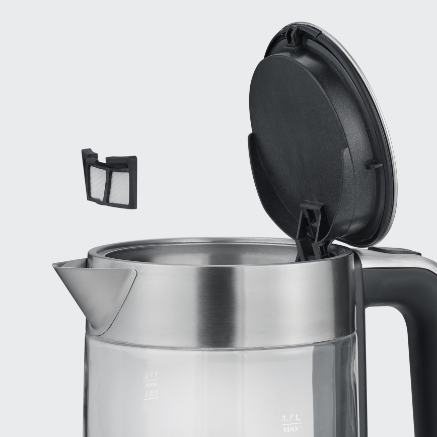 Severin WK 3420 - Hervidor eléctrico 1,7 l 2200W/230V acero inoxidable/vidrio