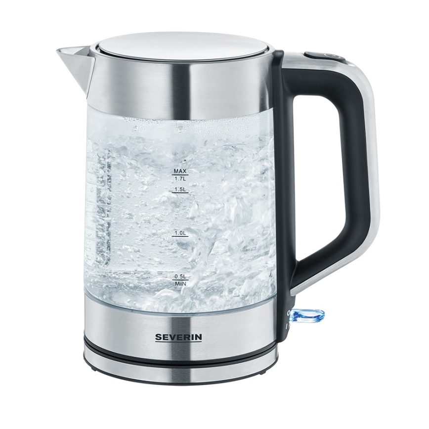 Severin WK 3420 - Hervidor eléctrico 1,7 l 2200W/230V acero inoxidable/vidrio