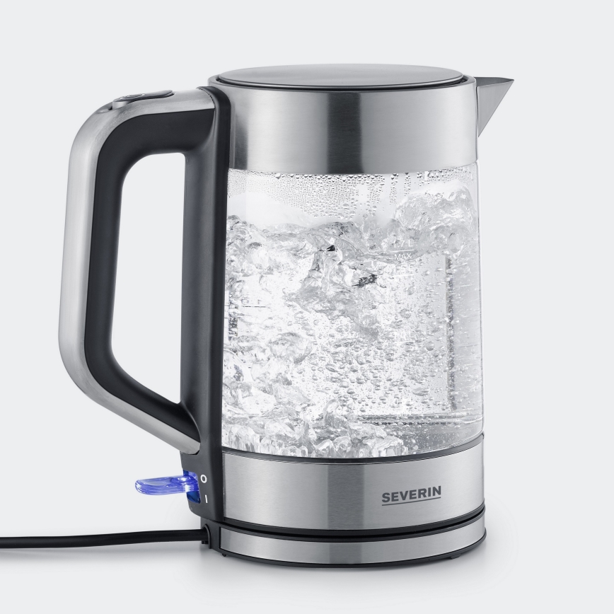 Severin WK 3420 - Hervidor eléctrico rápido 1,7 l 2200W/230V acero inoxidable/vidrio