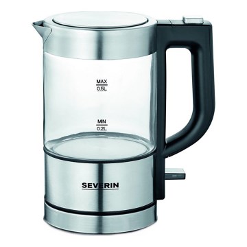 Severin WK 3472 - Hervidor eléctrico rápido 0,5 l 1100 W/230 V acero inoxidable/vidrio