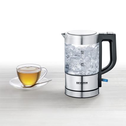 Severin WK 3472 - Hervidor eléctrico rápido 0,5 l 1100 W/230 V acero inoxidable/vidrio