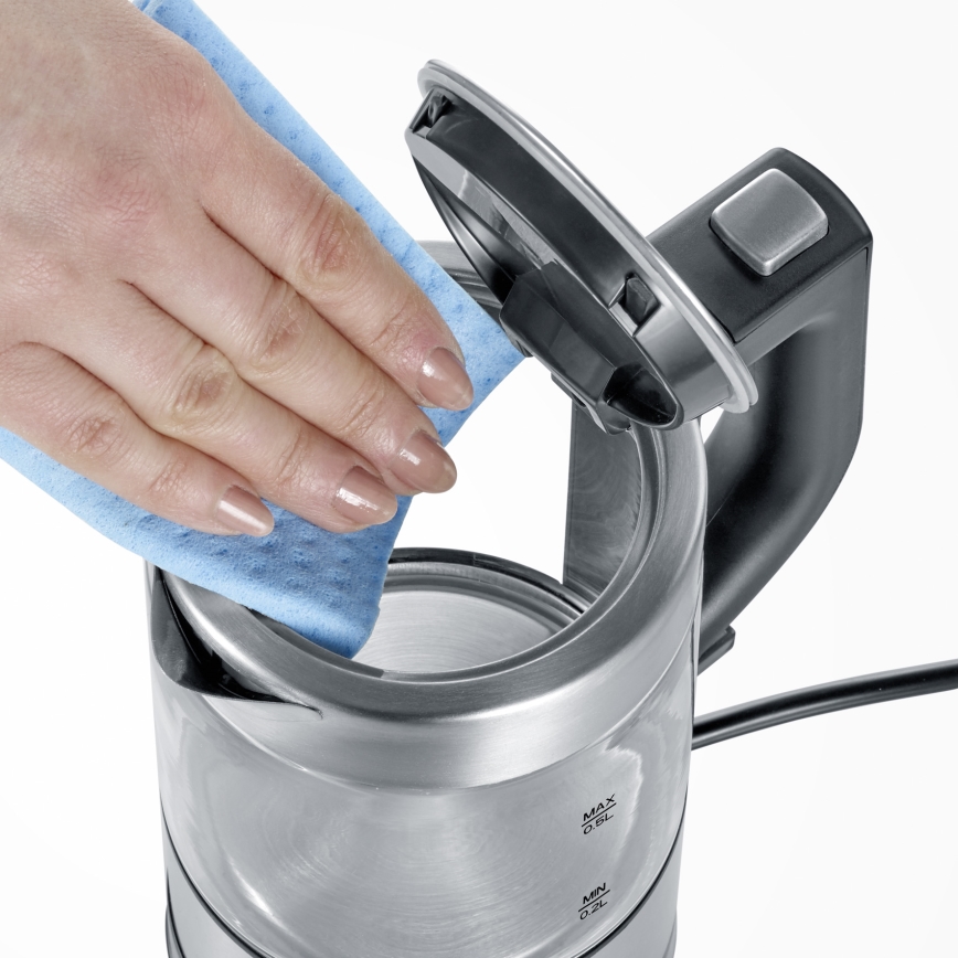Severin WK 3472 - Hervidor eléctrico rápido 0,5 l 1100 W/230 V acero inoxidable/vidrio