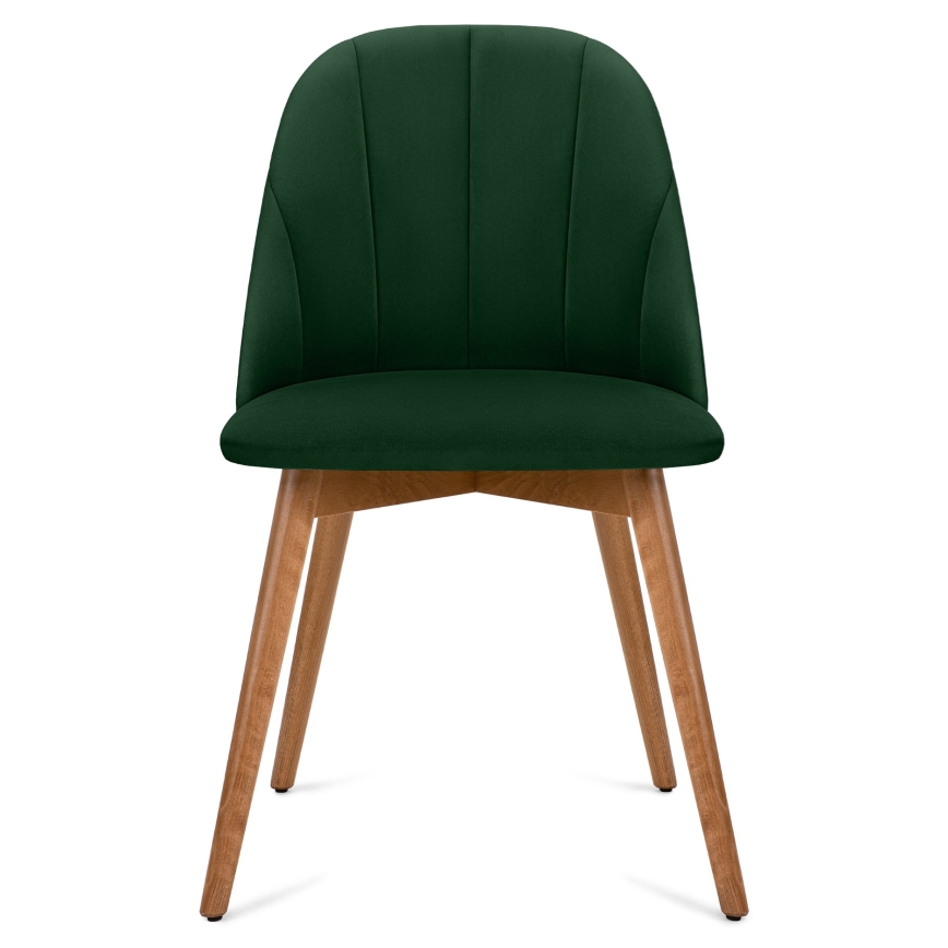 Silla de comedor BAKERI 86x48 cm verde oscuro/roble claro