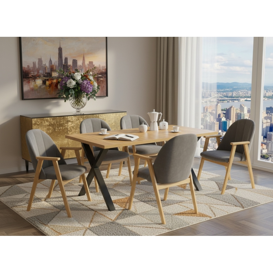 Silla de comedor GARDA roble/gris