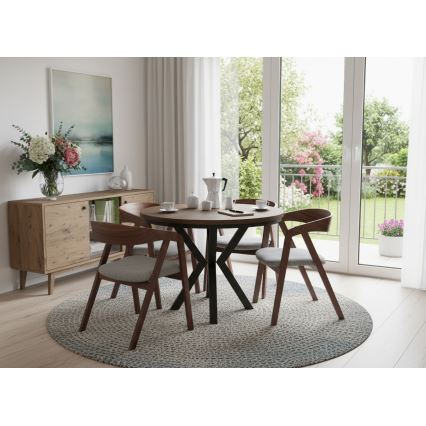 Silla de comedor LUSO nogal/gris