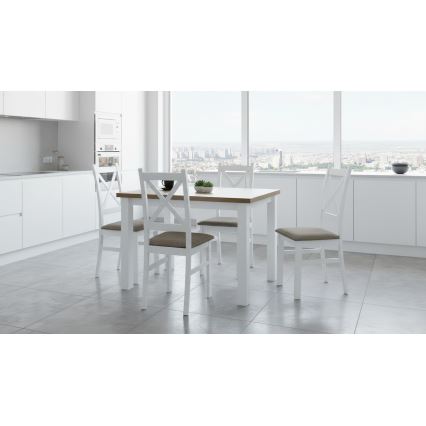 Silla de comedor NATE blanco/marrón