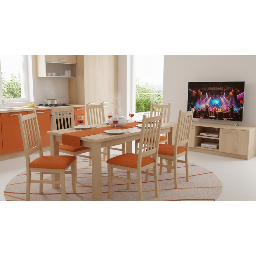 Silla de comedor SIMON haya/naranja