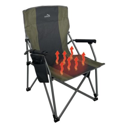 Silla plegable de camping con calefacción 11/5V verde/gris