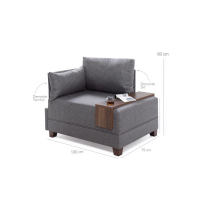 Sillón esquinero TULA gris izquierdo
