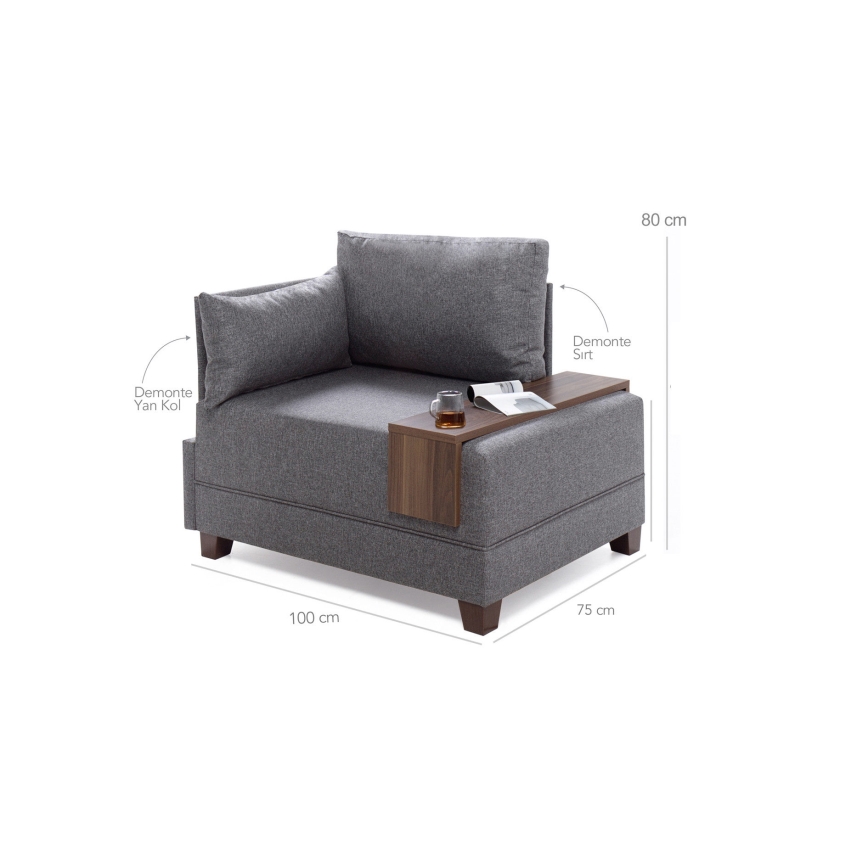 Sillón esquinero TULA gris izquierdo