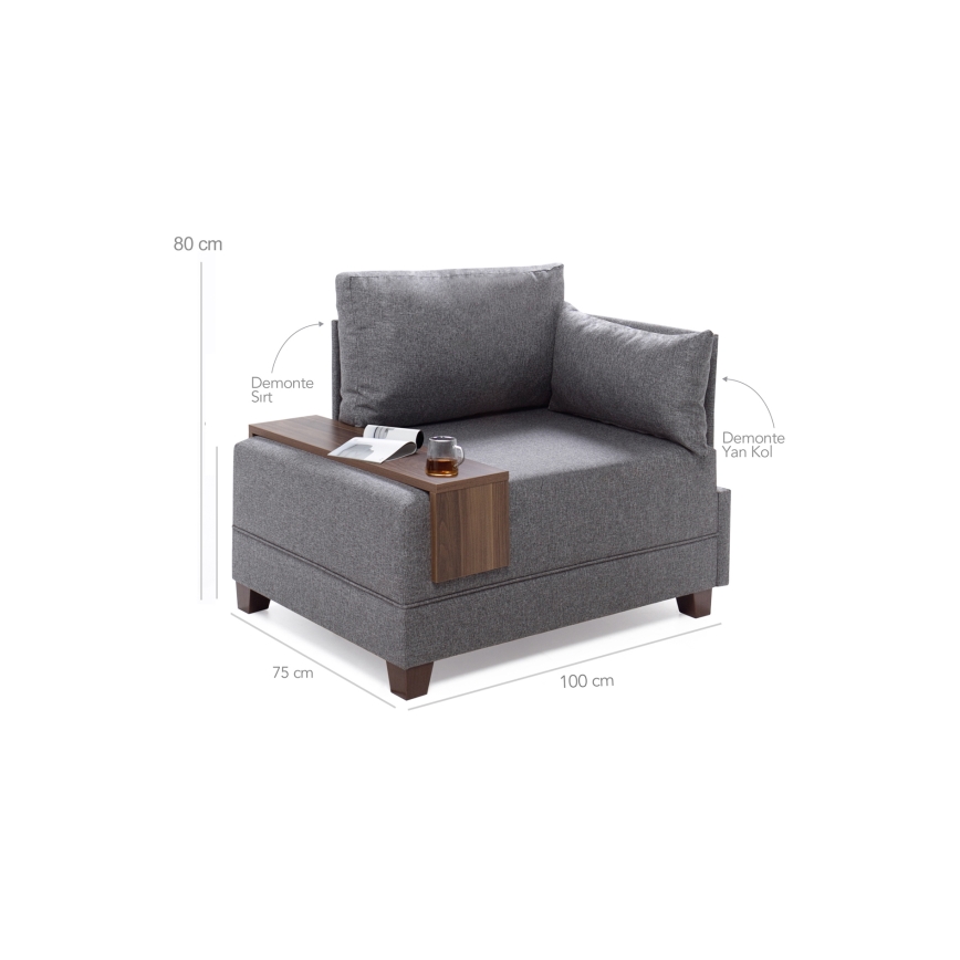 Sillón esquinero TULA gris, lado derecho