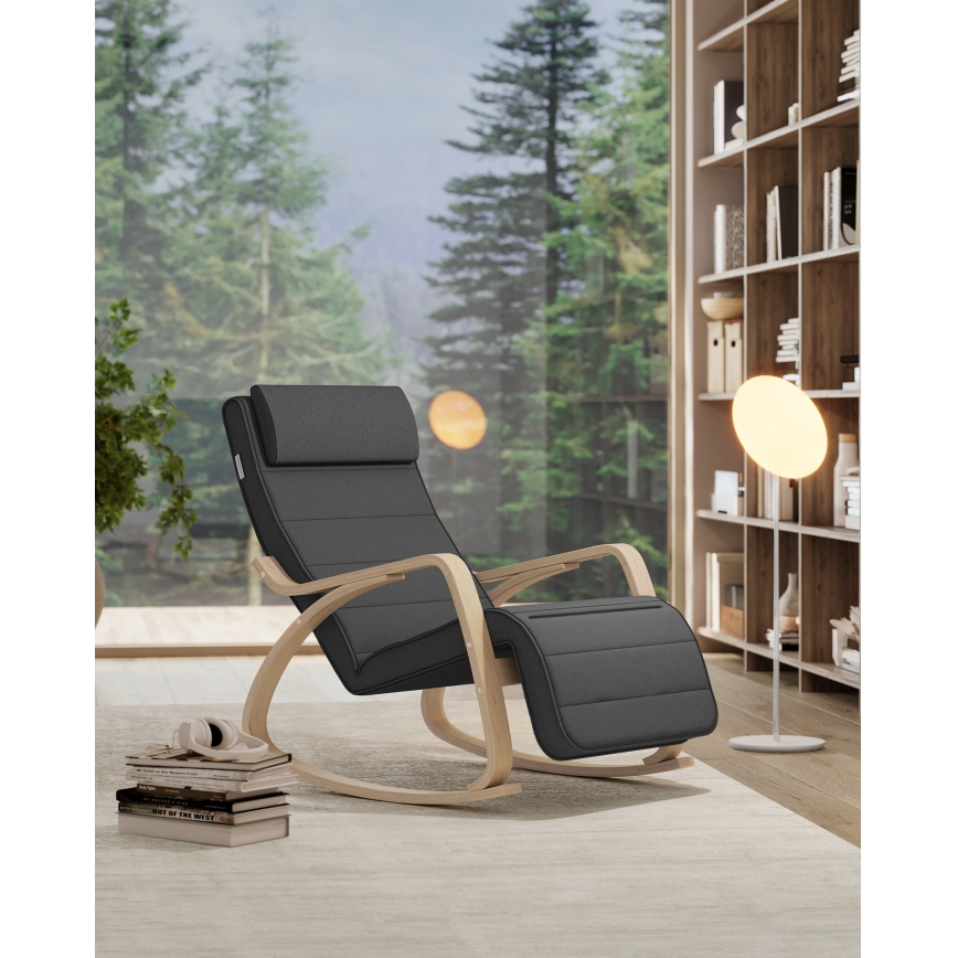 Sillón mecedor RESTLY en gris oscuro