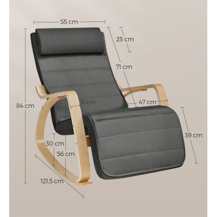 Sillón mecedor RESTLY gris oscuro