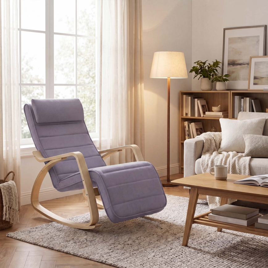 Sillón mecedor RESTLY gris/violeta