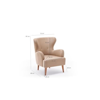 Sillón orejero NEKO color crema