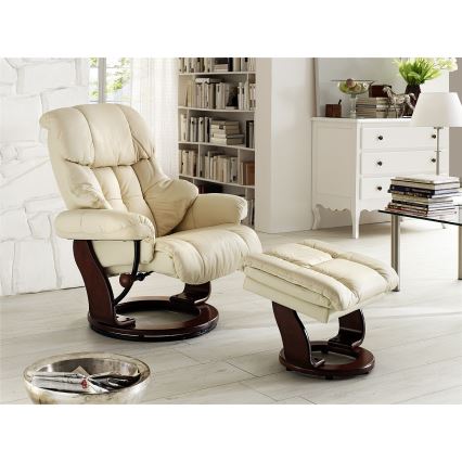 Sillón reclinable HABI crema/nogal
