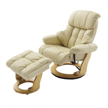Sillón reclinable HABI crema/roble natural