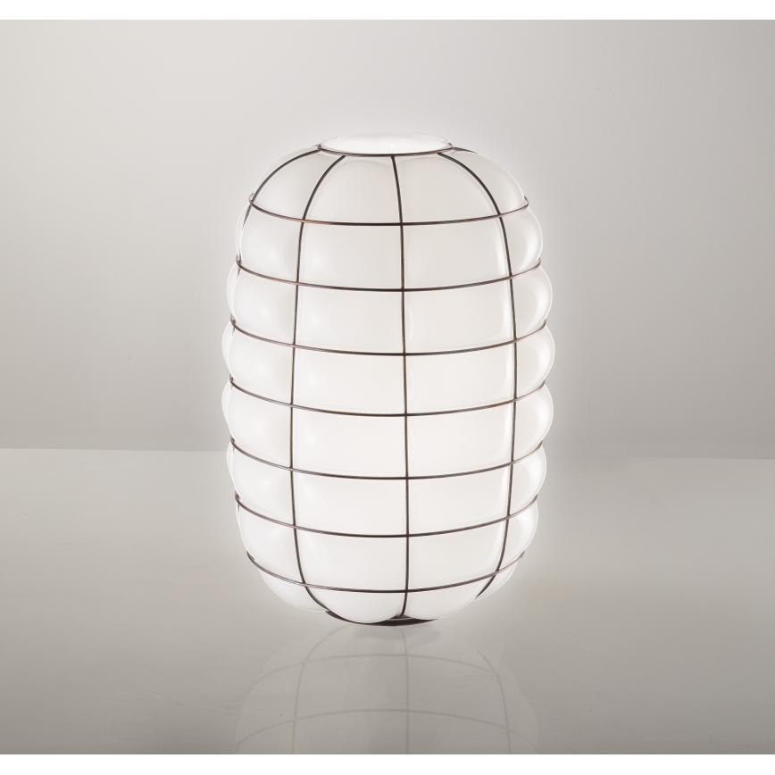 SIRU - Aplique LANTERNA 1xE27/60W/230V negro/blanco Vidrio veneciano